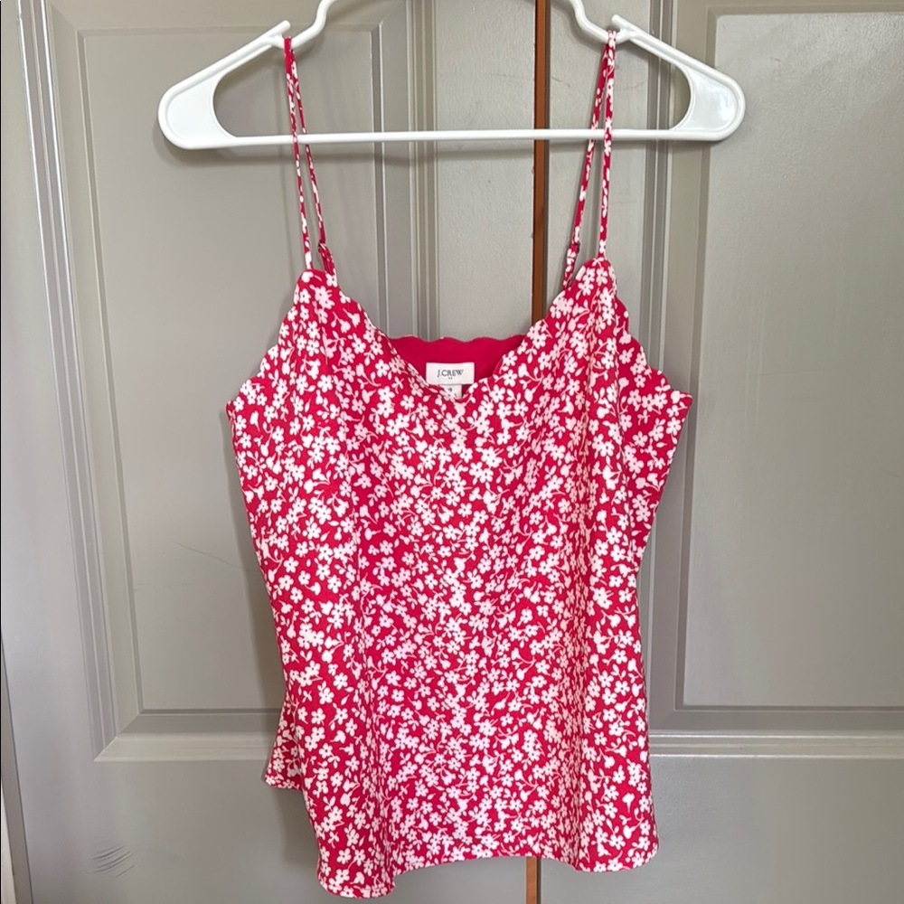 J. Crew Factory Pink and White Ruched Camisole